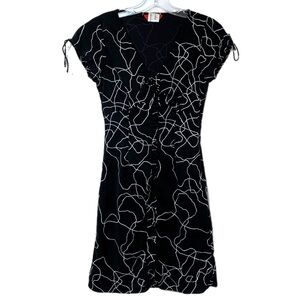 Esprit Y2K Black White Art Deco Baby Doll Fitted Dress Women’s Size 0